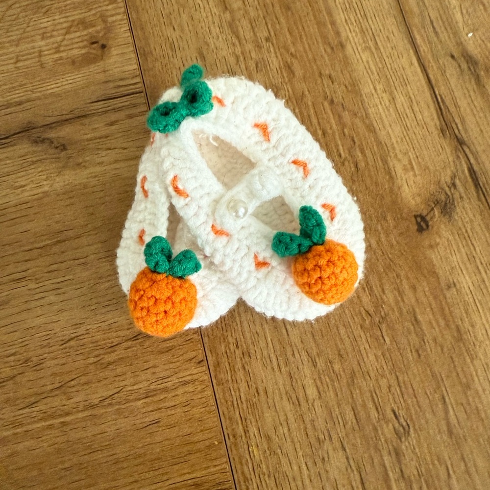 Handmade Crochet Baby Booties with Orange Carrots